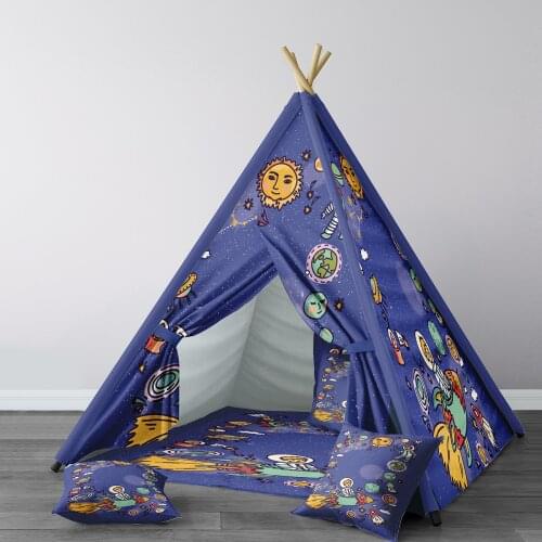 Play Tent for Kids Wigwam Portable Indoor Playground Tents Children Bedrooms Space Sun Rocket Size Planet Astronaut Model 115