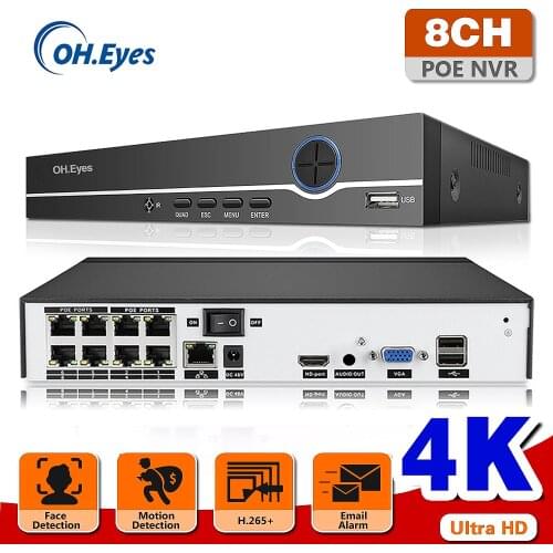 OH.EYES H.265 8CH 4K POE NVR Security IP Camera video Surveillance CCTV System P2P ONVIF 5MP/4K Network Video Recorder