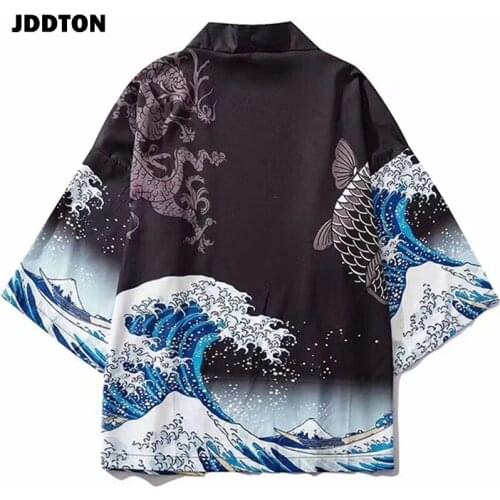 JDDTON Kimono Fashion Unisex Cardigan Jackets Traditional Japanese Yukata Thin Outerwear Haori Coats Loose Casual Overcoat JE019
