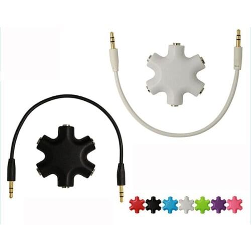1 in 5 3.5mm Earphone Audio Splitter 1 Male to 5 Female Cable 5 Way Port Aux Music Sound Output Cables Stereo Headset Extension