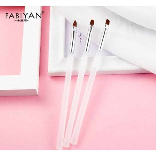Nail Art Brush 3PCS/Set Transparent Drawing Carving Brush Pen Acrylic UV Gel Phototherapy Flat Extentsion Manicure Tools Kit