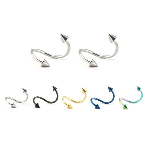 10Pcs Latest Fashion Titanium Steel S-shaped Eyebrow Ring Exaggerated Human Body Piercing Stainless Steel Tongue Ring Lip Ring