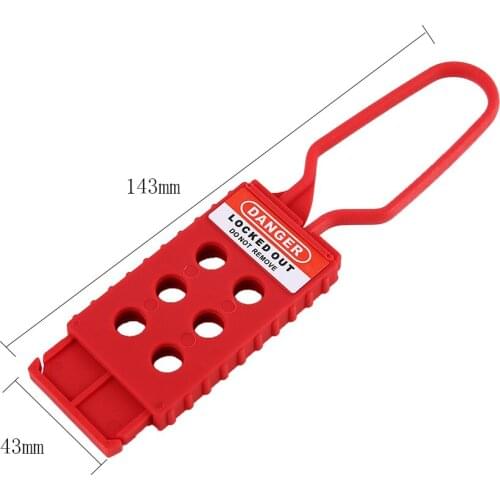 6-Hole Red Nylon Security Insulated Lockout Hasp for use in hazardous areas