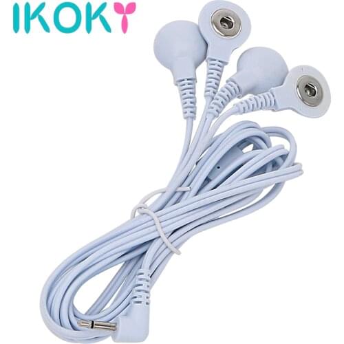 IKOKY Electro Stimulation Therapy Massager Accessories Shock Conversion Line Sex Toys 4 Head Buckle Line 1 Electric Shock Wire