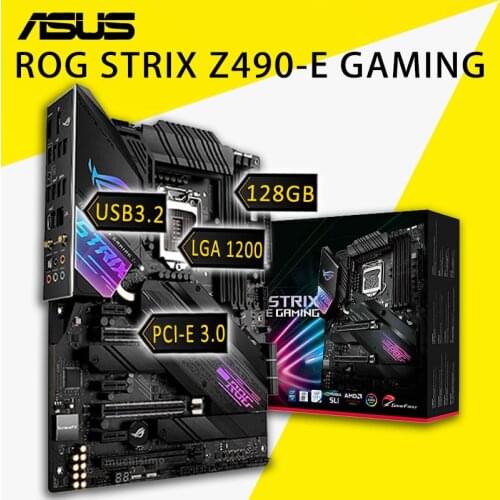 LGA 1200 Asus ROG STRIX Z490-E GAMING Motherboard DDR4 128GB PCI-E 3.0 M.2 CHAI Support 10th-Gen Core CPU Z490 Placa-mãe 1200
