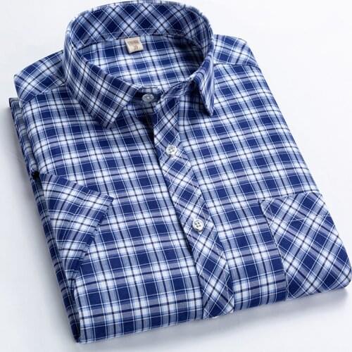 Fashion Hot Sale Mens Short sleeve Shirts Young Mens Korean Slim Business Shirts Casual All-match Plaid Square Collar Shirts