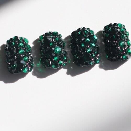 Fashion full diamond crystal diamond square head candy color handmade fake nails green drill W60