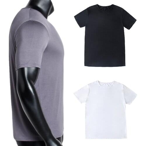 Men Saudi Arab T Shirt Muslim Solid Color Modal Short Sleeve Tee Shirts Plain Top Islamic Casual Middle East Male Clothing Robe