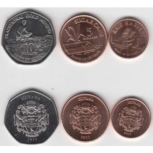 Guyana 3 Coins Set Brand New 100% Authentic Original Coin Collectibles UNC
