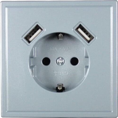 USB Wall Socket charger Free shipping Double USB Port 5V 2A Usb enchufes para pared prise high quality Grey color J4-01