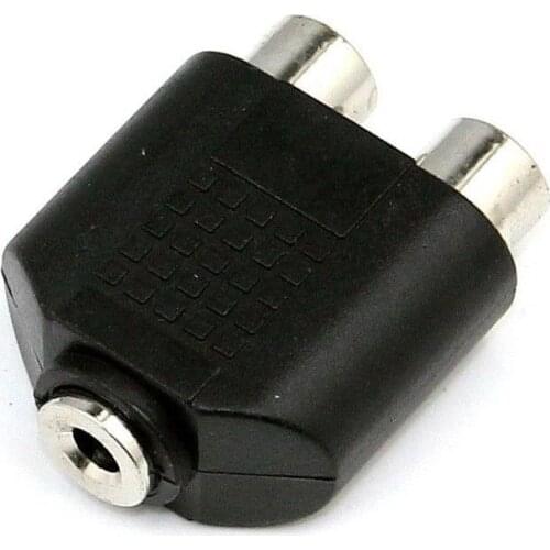 New 3.5mm Female Jack Socket to 2 Twin Female RCA Phono Adapter Converter