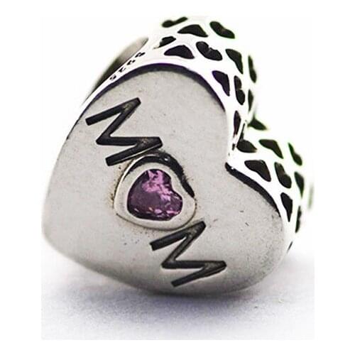 Mother Heart Charms For Jewelry Making Fits Original Charms Bracelets For Woman DIY Sterling Silver Jewelry Beads