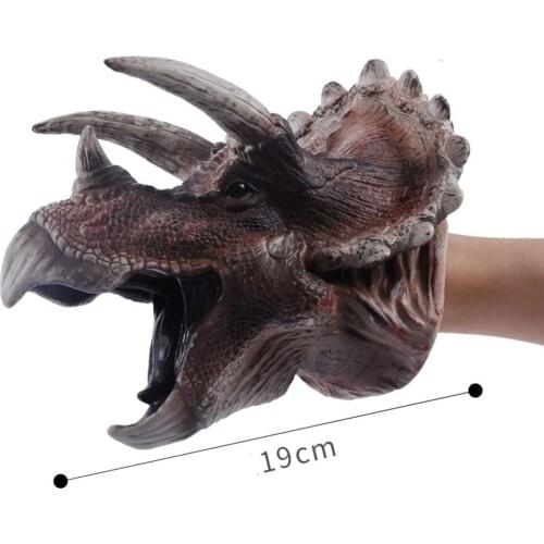 Realistic Dinosaur Figures Hand Gloves Cosplay Props Soft Rubber Animal Head Action Finger Dinosaur Model Toys Props