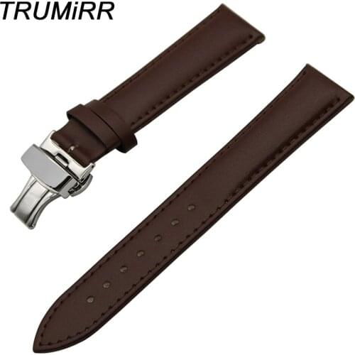 18mm 20mm 22mm 24mm Genuine Leather Watch Band Butterfly Buckle Strap for Breitling Men Women Wrist Belt Bracelet Black Brown