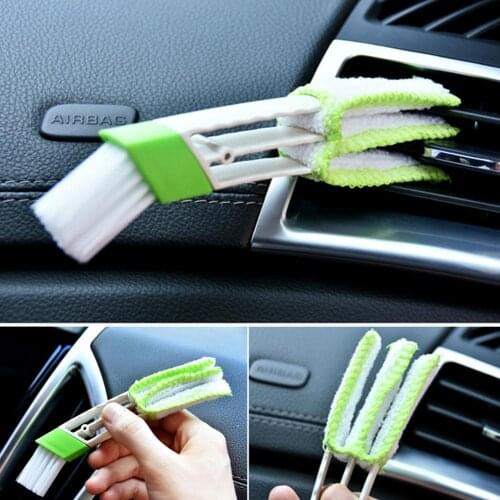 Double Head Car Air Outlet Dashboard Cleaning Cloth Brush Dust Remove Tool