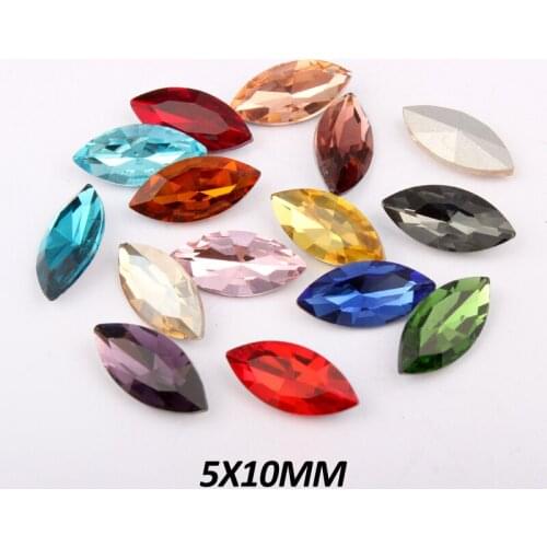 Promotion Sale Glass Bags Garment Shoes 5x10mm Horse Eye Pointback Rhinestones Optional 16 Colors 100pcs Free Shipping