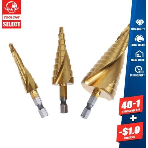 3pcs 4-32mm Pagoda Shape HSS Step Drill Bit Drilling Triangle Shank Metalworking High Speed Steel Hole Cutter Tools