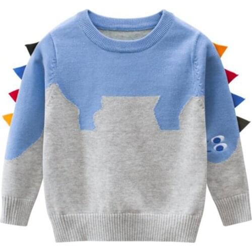 BINIDUCKLING Spring Autumn Toddler Boy Girls Childrens Knitted Sweater Cartoon Dinosaur Kids Warm Sweater For Boy Tops Clothes