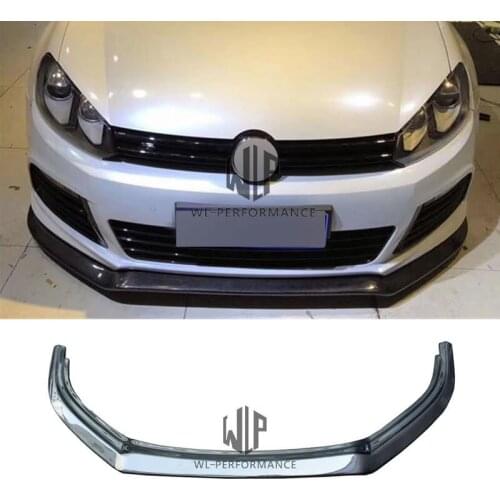 Golf 6 High Quality ALL Carbon Fiber Front Bumper Lip Splitter Car Styling For Volkswagen Golf 6 R20 Car Body Kit 2010-2013