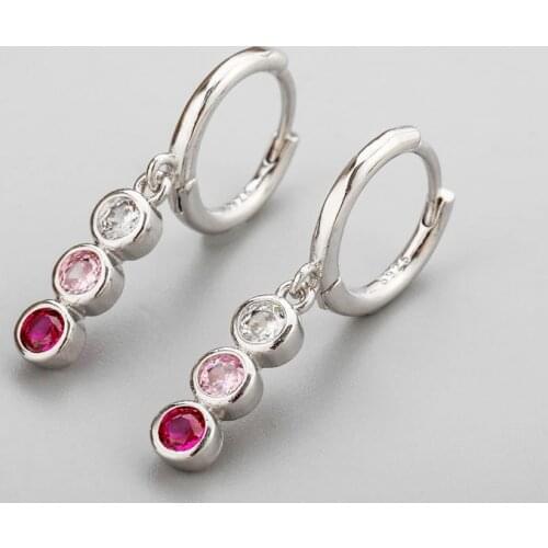 925 Sterling Silver Zircon Round Charms Stud Earrings For Women Girls Wedding Party Fashion 2021 New Jewelry eh1300