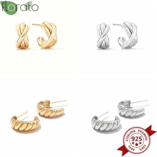 Retro Twisted Cross Stud Earrings 925 Silver Ear Needle fashion for Womens Party Pendant Earrings Customization Fine Jewelry