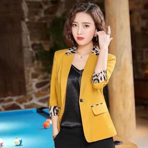 Free Shipping Fashion Women Striped Short Blazers and Jackets Seven Sleeve Outerwear Elegant Ladies Coats Work Wear Pink