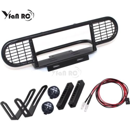 1/10 RC Car Simulated Climbing Vehicle Metal Front Camel Trophy Bumper with Led Light for 1/10 RC Crawler TRX4 D90 D110