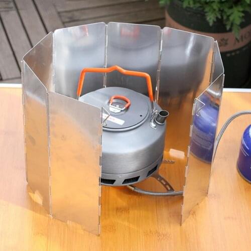 1 Set Stove Windshield Foldable Angle Adjustable Aluminum Multi Plates Easy to Install Windshield for Outdoor Stove Windshield