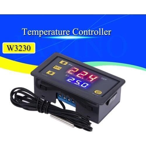 10pcs W3230 AC 110V-220V DC 12 24V Digital Thermostat Temperature Controller Regulator Heat Cool Control Instruments LED Display