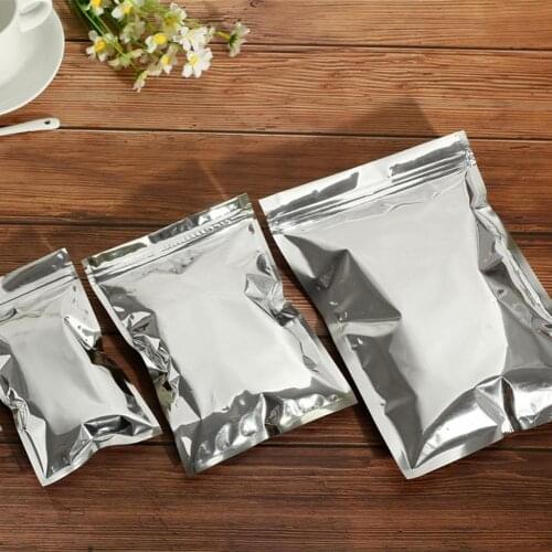 100PCS Transparent Plastic Package Bag Stand Up Aluminum Foil Zipper Bags Silver Doypack Mylar Pouches For Coffee Snack Storage