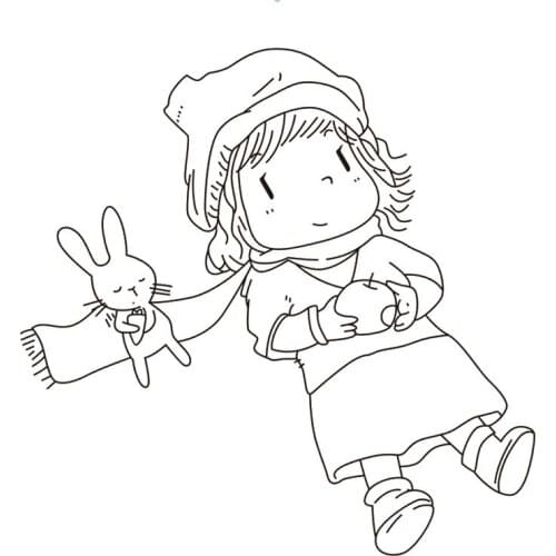 10x10 Girl looking up to the sky Transparent Clear Silicone Stamp Seal for DIY scrapbooking photo album Decorative clear stamp