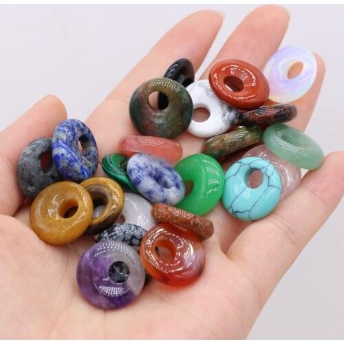 2Pcs Natural Stone Pendants Lapis lazuli Turquoises Red Agated Big Hole Crystal for Jewelry Making Girls' Necklace Earrings