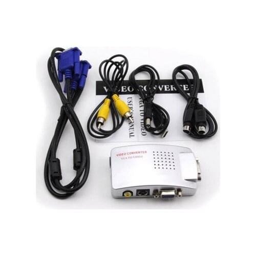 2016 VGA to AV Composite Converter RCA S-video Signal Adapter Switch Box PC to TV NEW