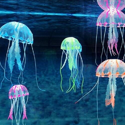 2019 Glowing Effect Artificial Jellyfish Fish Tank Aquarium Decoration Mini Submarine Ornament Underwater Pet Decor dropshipping
