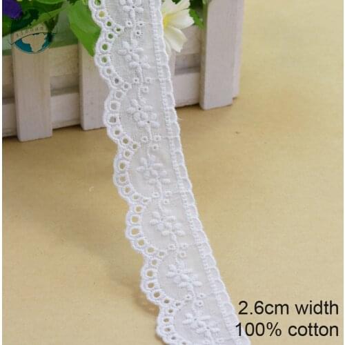 3yards 2.6cm wide 100% Cotton embroid lace sewing ribbon guipure trim lace fabric warp knitting DIY Garment Accessories#3171
