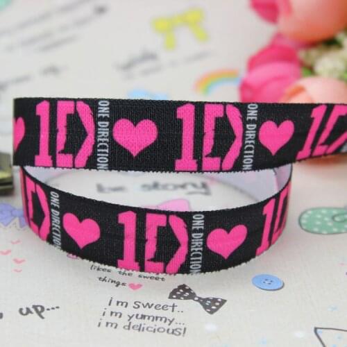 5/8 inch Free shipping Fold Over Elastic FOE printed ribbon headband diy decoration wholesale OEM B091