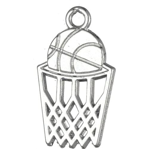 50pcs metal gold or rhodium plated basketball hoop charms