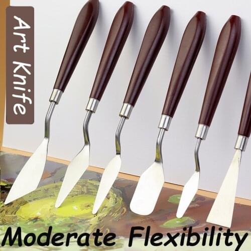 6Pcs/set Stainless Steel Spatula Oil Pastel Scraper Art Oil Painting Scrapers Shovel Palette Knife Art Supplies Baking Pastry