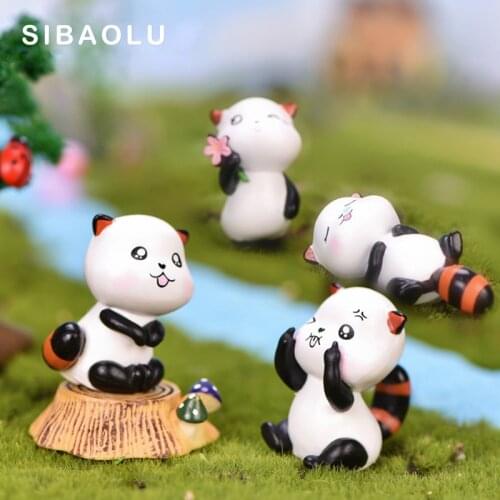 6pc New Cat Figurine Cartoon Animal Model Diy Home Decor Miniature Fairy Garden Cake Decoration Accessories Modern Statue Figure