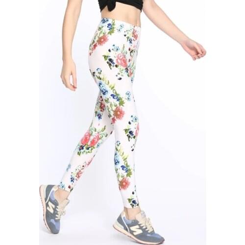 ARDLTME High Quality Print Flower Casual Legging Flowers Leggins Mid Elasticity Material Women Trouser Seamless Legging