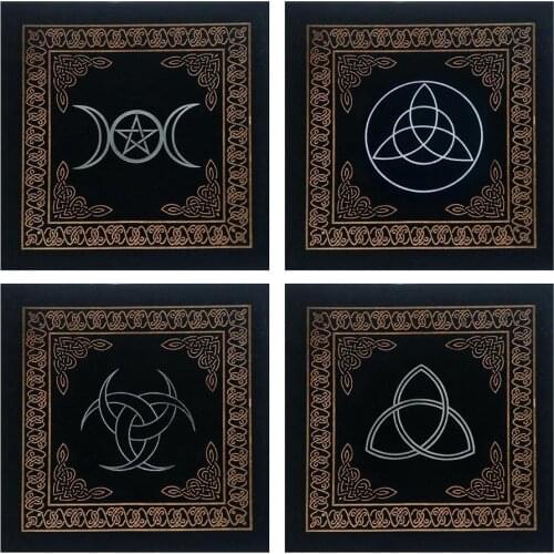 50X50cm Pentagram Tarots Tablecloth With Bag Velvet Altar Tarots Cloth Pentacles Tarots Mat High Quality Non-woven