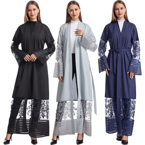 BianFeng Womens Ramadan Kaftan Dubai Turkey Muslim Abaya Wrap Cardigan Hijab Dress Eid Mubarak Robe Femme Embroidery Abayas