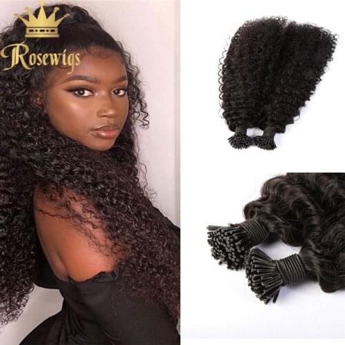 Brazilian Loose Deep Curly Remy 100% Human Hair I Tip Hair Extensions Stick Microlinks 100g/100strands Natural Black Women