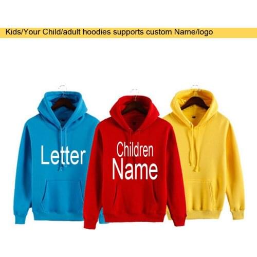 Kids Baby Child Name Custom Print Name Sweatshirts Child Baby Son Daughter Personal Hoodies Family matching Outfits Fleece Warm