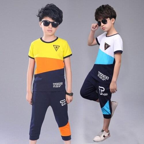 4-9 Years Kids Boys Clothes Set T-Shirt + Shorts 2 Pieces Summer Cotton Boy Outfit Children Boys Sports Clothes Suit