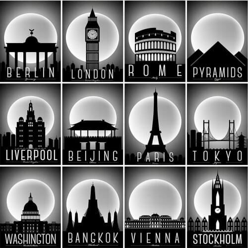 Evershine 5D DIY Diamond Painting City Mosaic Sale Diamond Embroidery London Landscape Cross Stitch Black White Home Decoration