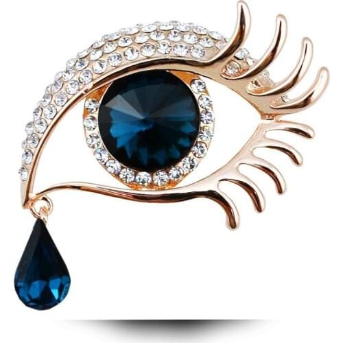 European and American Fashion Eyes Crystal Teardrop Eyelashes Ladies Brooch Banquet Fashion Pin Jewelry Accessories