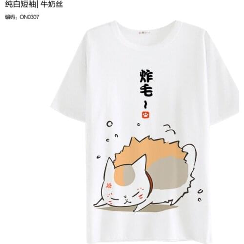 Hot Anime Natsume Yujin-cho Cosplay Casual Polyester Short Sleeve Cute Fashionable Student Campus T-Shirt Size S-2XL