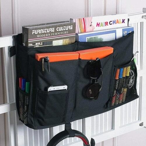 Canvas Bedside Hanging Storage Bag Pocket Bedroom Magazine Storage Pouch Sundries Holder Box Home Organizer