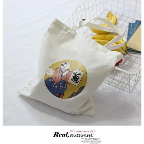 Canvas Bag Cartoon Cat Cloth Shopping Bags Women Large Capacity Shoulder Tote Bag Eco Reusable Shopper Ladies Handbags